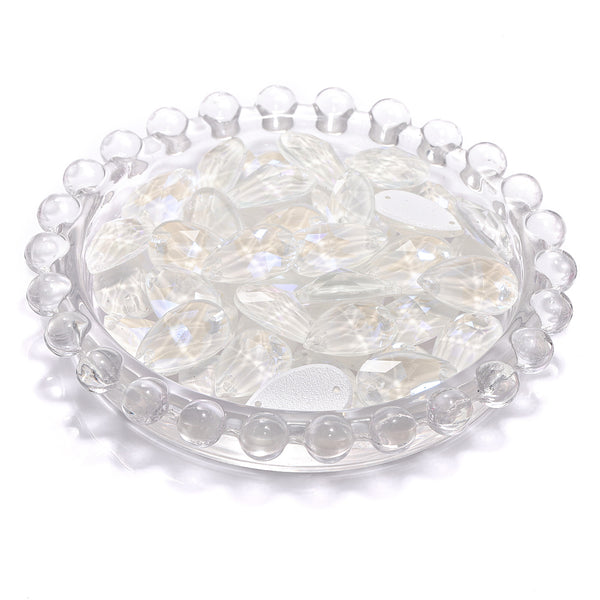 Electric Neon White Drop Shape High Quality Glass Sew-on Rhinestones WholesaleRhinestone