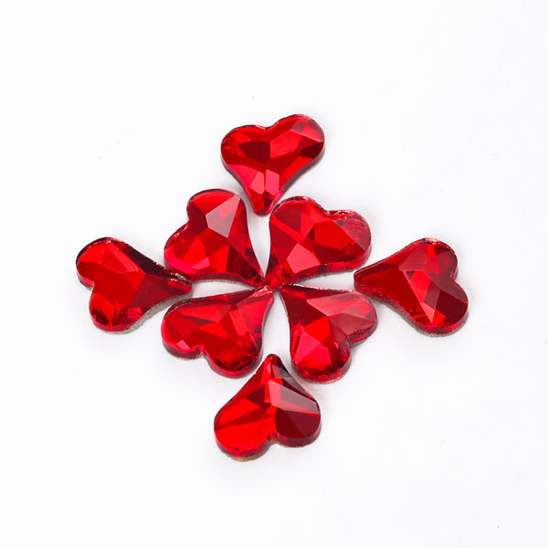 Oblique Heart Shape Siam Flat Back Fancy Rhinestones WholesaleRhinestone