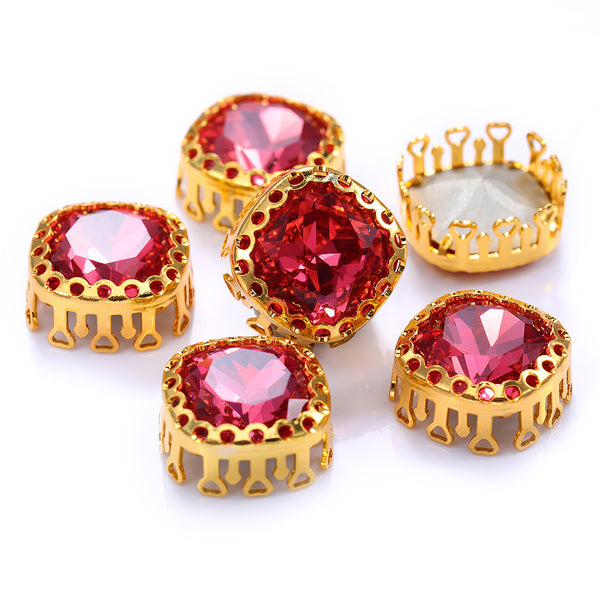 Rose Cushion Square Shape High-Quality Glass Sew-on Nest Hollow Claw Rhinestones WholesaleRhinestone
