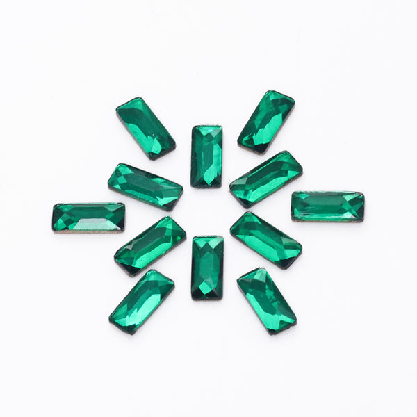 Rectangle Shape Dark Green Flat Back Fancy Rhinestones WholesaleRhinestone
