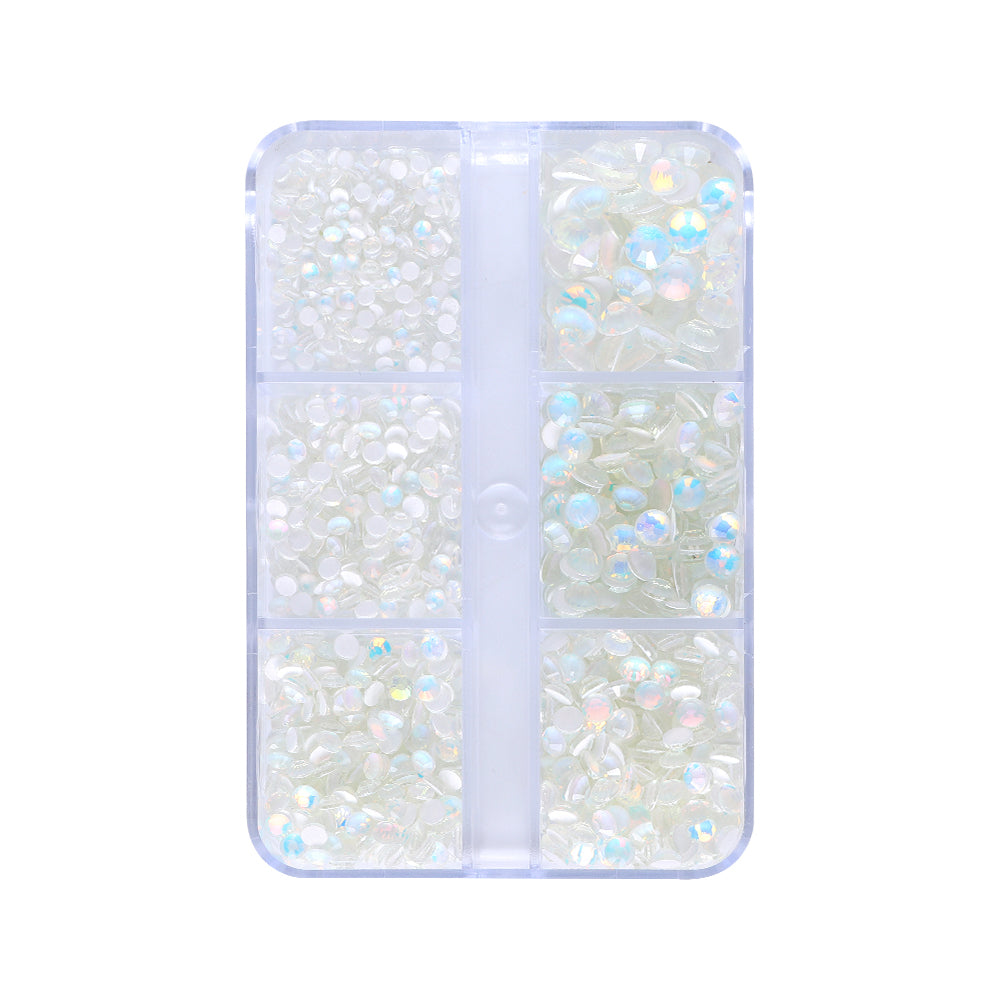 Mixed Sizes 6 Grid Box Mocha Opal Crystal Glass FlatBack Rhinestones For Nail Art WholesaleRhinestone Image principale du produit