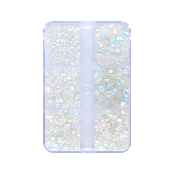 Mixed Sizes 6 Grid Box Mocha Opal Crystal Glass FlatBack Rhinestones For Nail Art WholesaleRhinestone