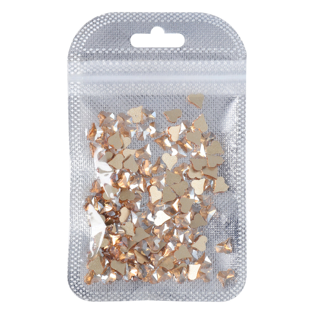 Heart Shape Golden Shadow Glass Flat Back Fancy Rhinestones