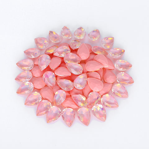 Water Red AM Drop Shape Glass Pointed Back Fancy Rhinestones