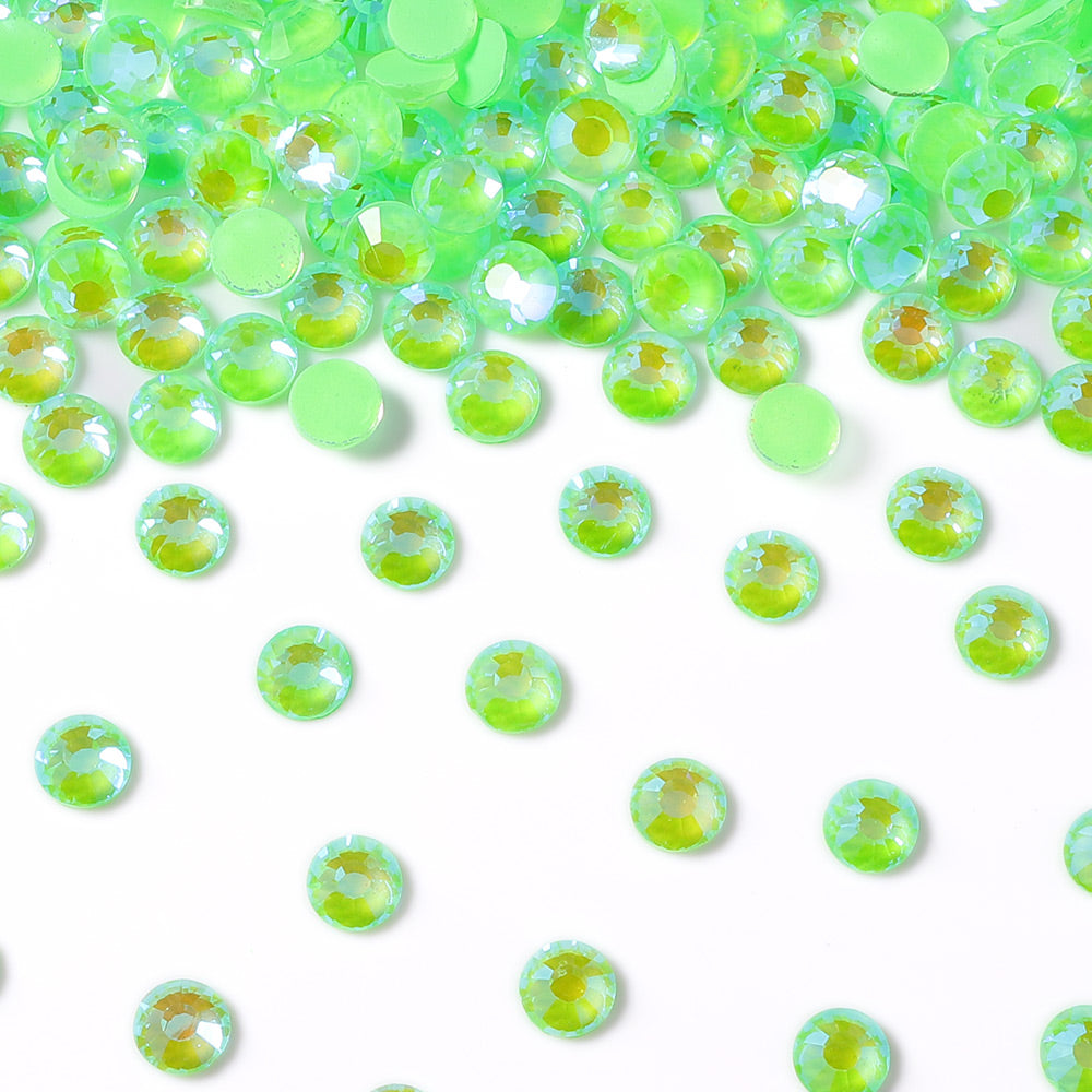 Mocha Shimmer Apple Green Glass Flat Back Rhinestones WholesaleRhinestone