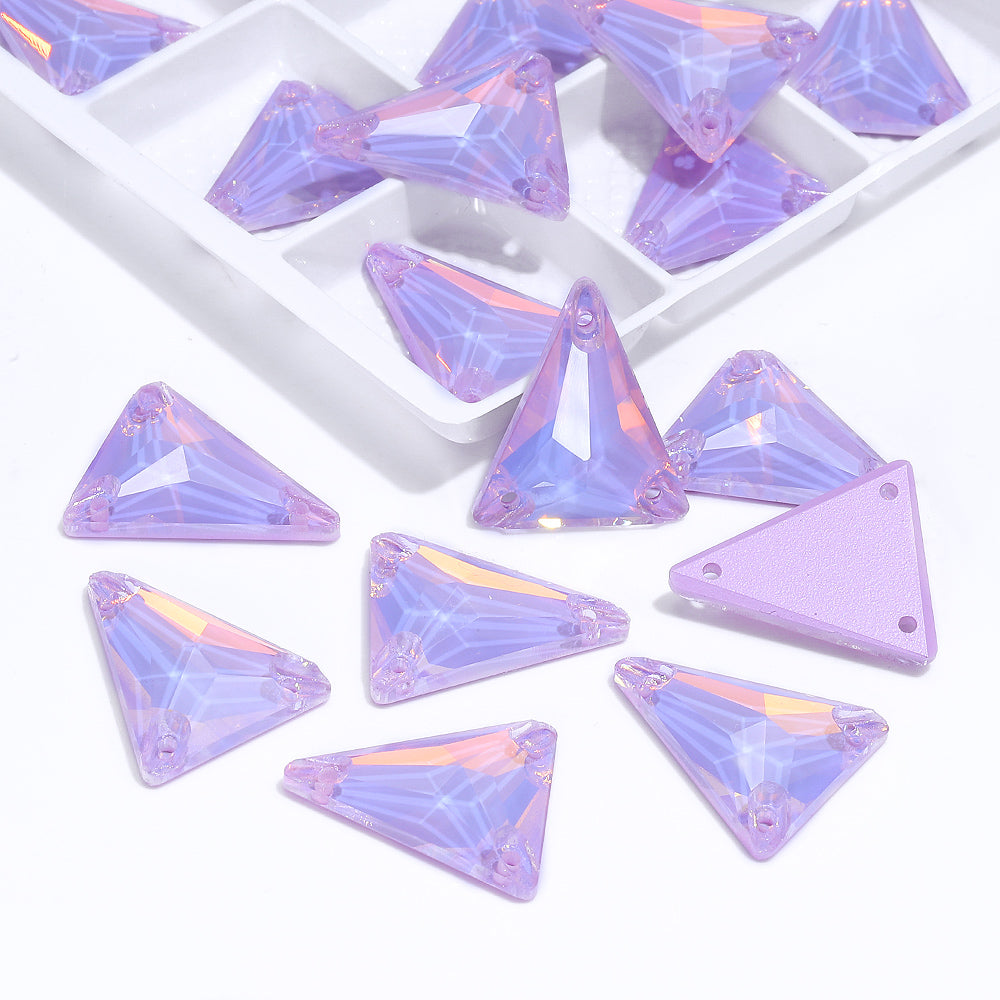 Slim Triangle Shape Lavender AM High Quality Glass Sew-on Rhinestones WholesaleRhinestone