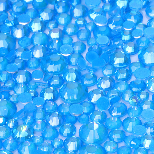 Mixed Sizes Mocha Shimmer Dk Blue Glass Flat Back Rhinestones For Nail Art WholesaleRhinestone