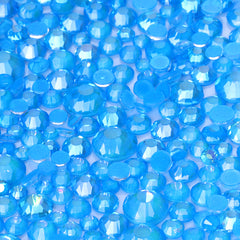 Mixed Sizes Mocha Shimmer Dk Blue Glass Flat Back Rhinestones For Nail Art