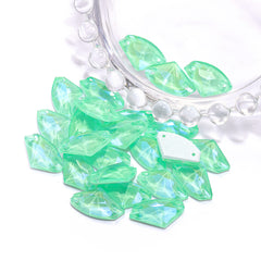 Electric Neon Greenwrap Galactic Shape High Quality Glass Sew-on Rhinestones