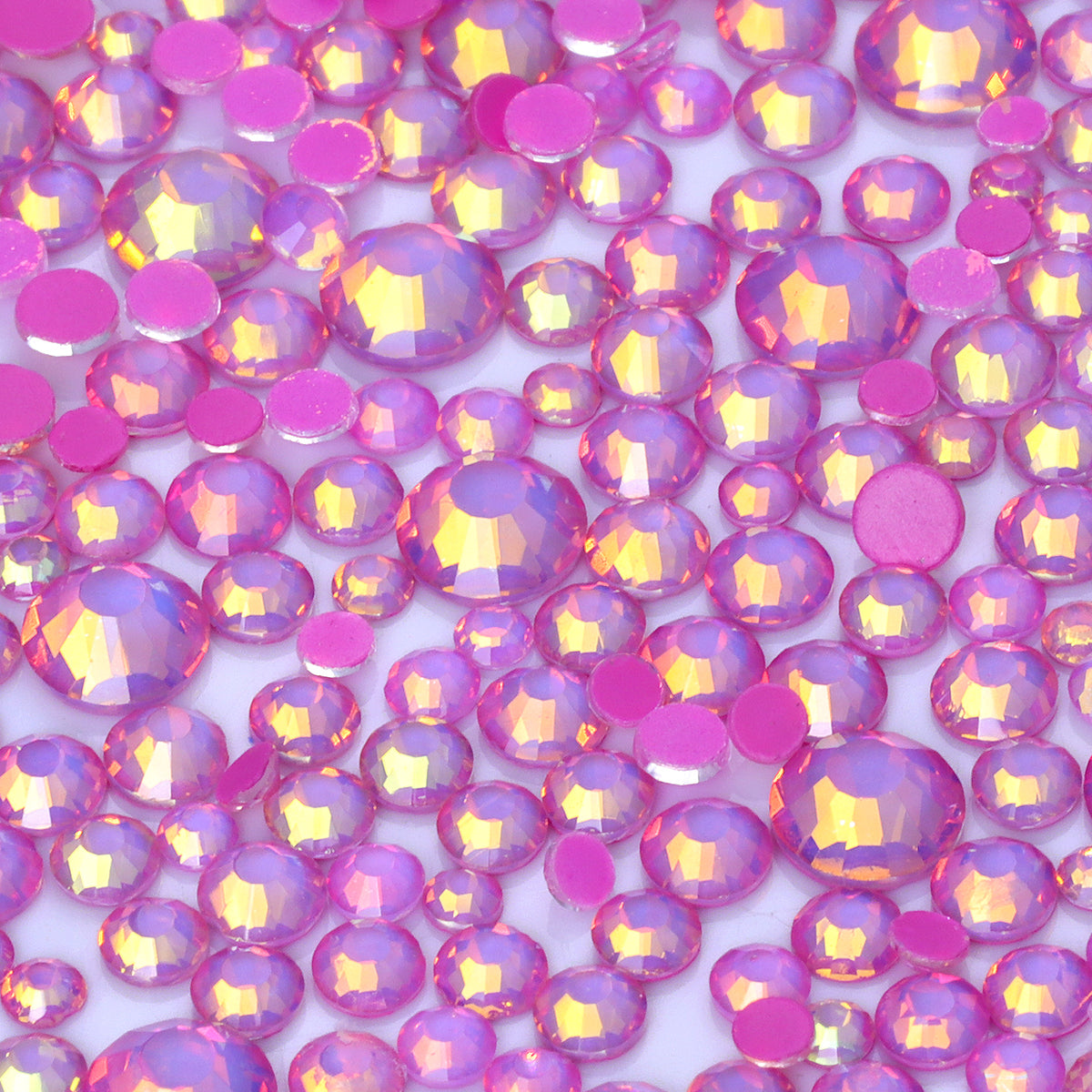 Mixed Sizes Mocha Opal Dk Rose Glass Flat Back Rhinestones For Nail Art WholesaleRhinestone