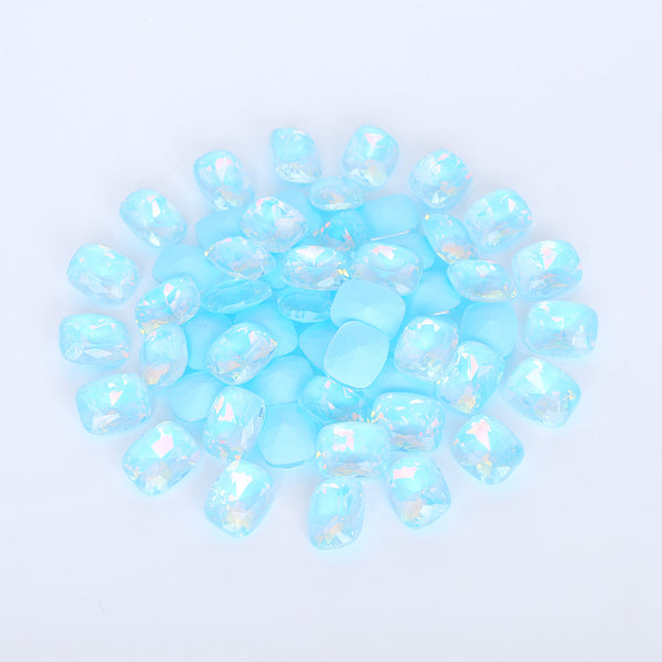 Aquamarine AM Pillow Shape Glass Pointed Back Fancy Rhinestones WholesaleRhinestone