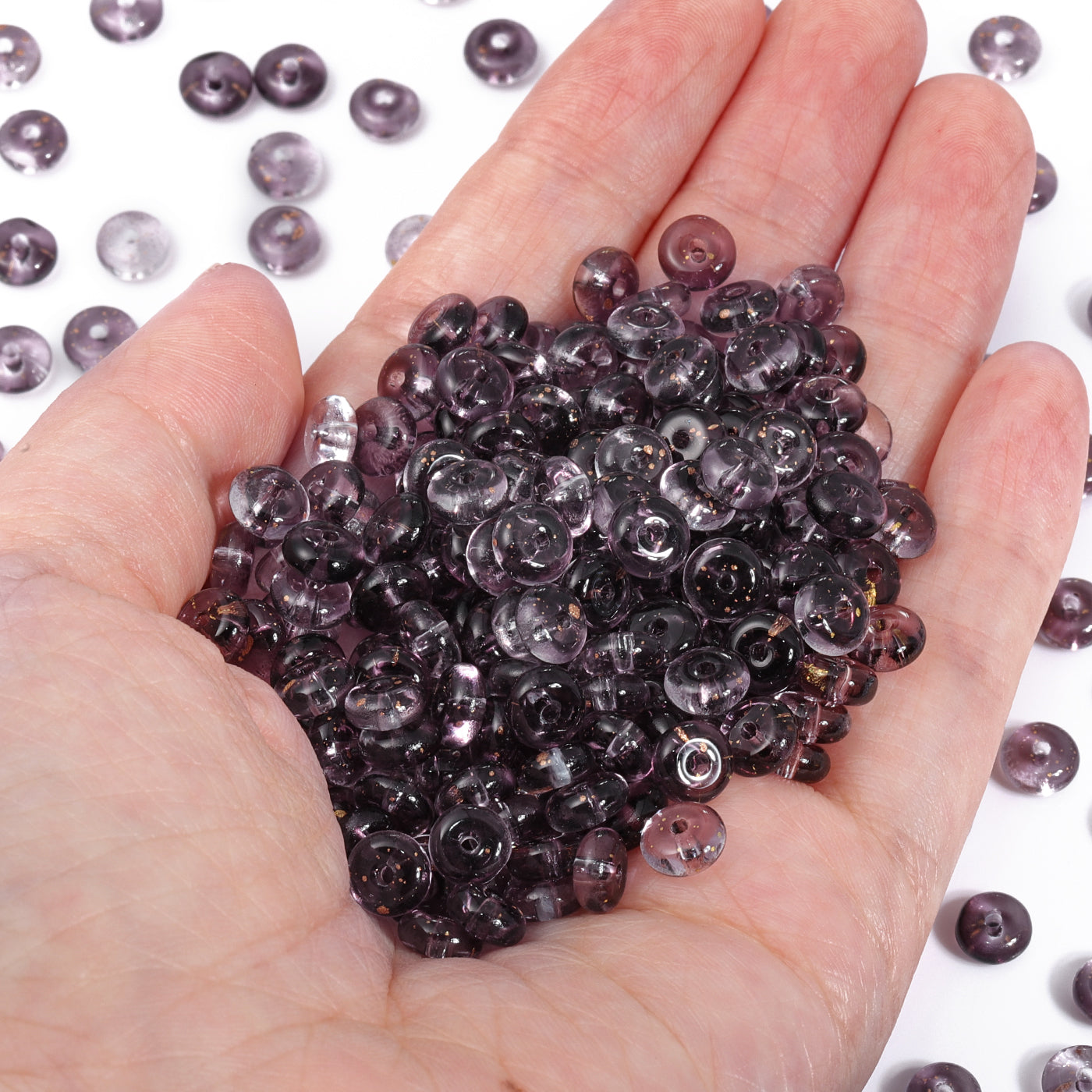 TMTG009 Transparent Candy Series Lucky Buckle Shape Glass Seed Beads Secondary image