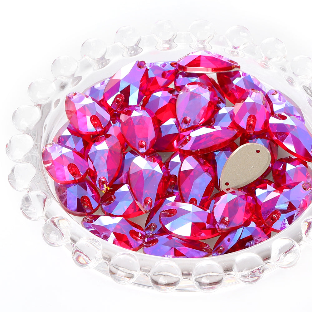 Light Siam Shimmer Drop Shape High Quality Glass Sew-on Rhinestones WholesaleRhinestone