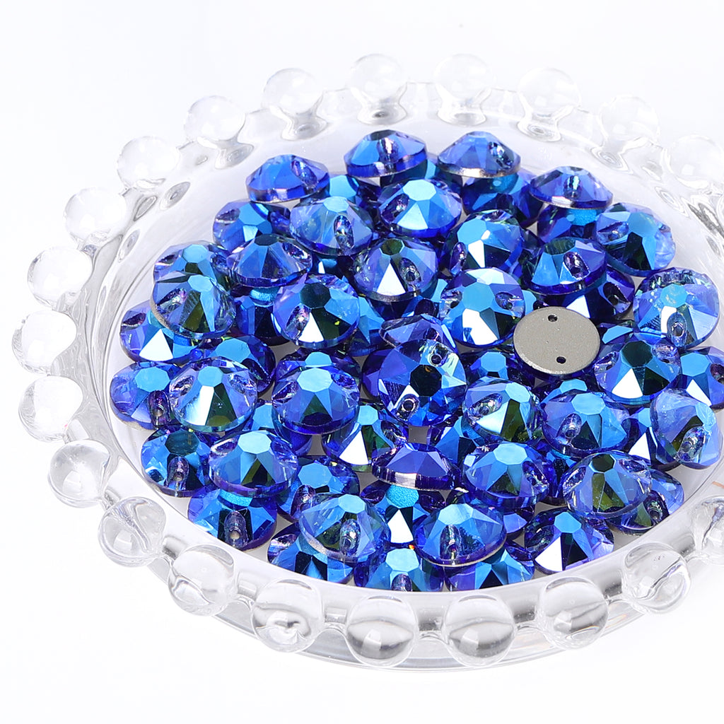 Light Sapphire Shimmer XIRIUS Round Shape High Quality Glass Sew-on Rhinestones WholesaleRhinestone