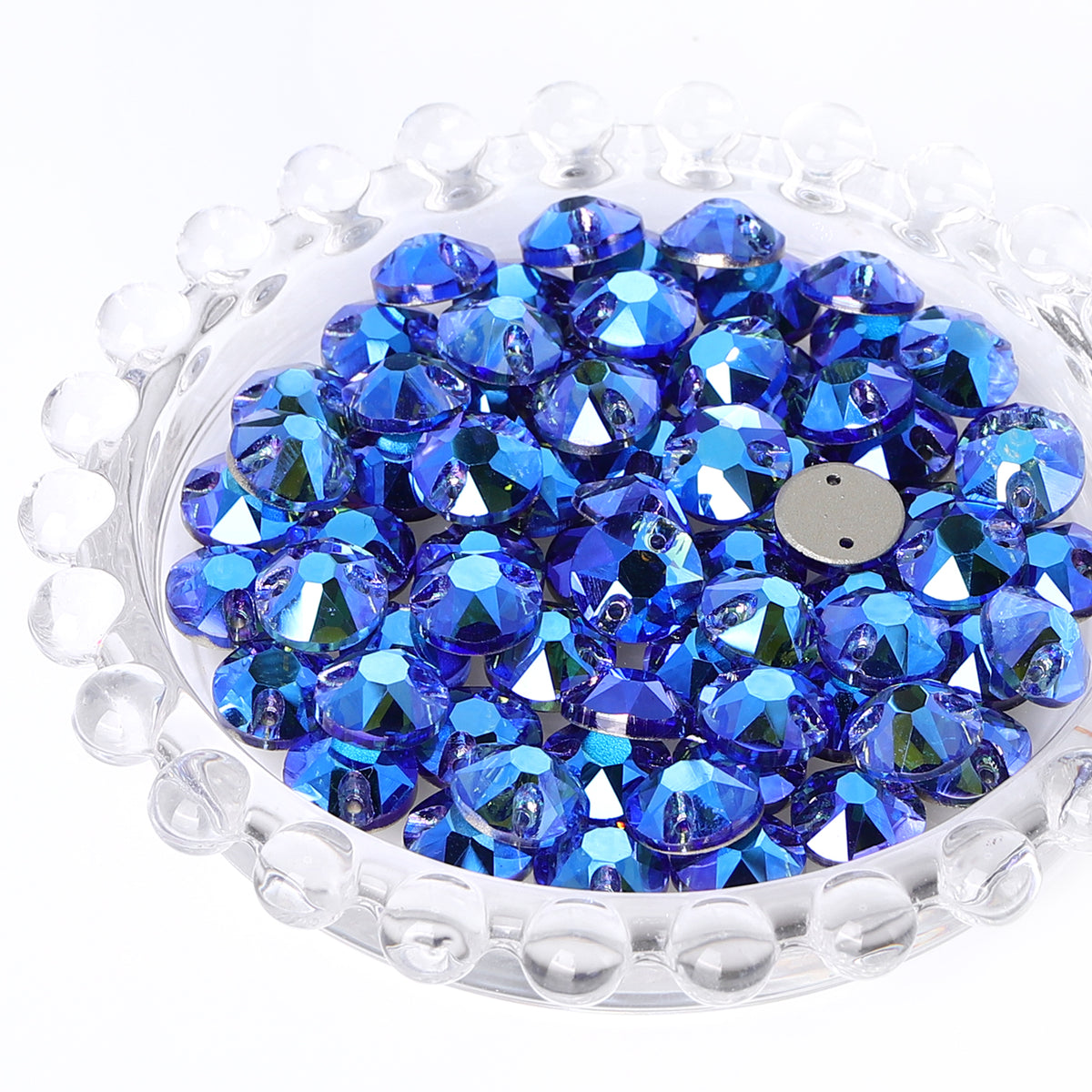 Light Sapphire Shimmer XIRIUS Round Shape High Quality Glass Sew-on Rhinestones WholesaleRhinestone