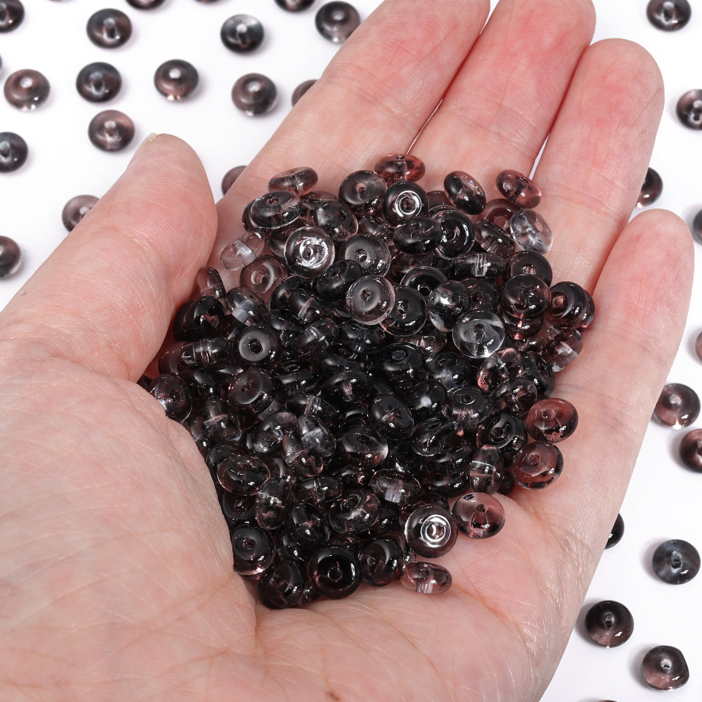 TMTG008 Transparent Candy Series Lucky Buckle Shape Glass Seed Beads Secondary image