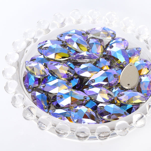 Black Diamond Shimmer Drop Shape High Quality Glass Sew-on Rhinestones WholesaleRhinestone