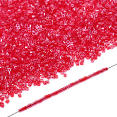 Transparent Luster Light Red Color Hight Quality Glass Cylinder Seed Beads 1.6 MM Size BS1017