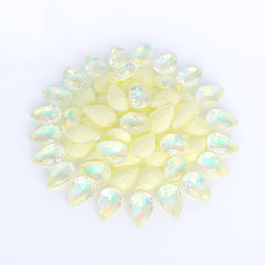 Light Yellow AM Drop Shape Glass Pointed Back Fancy Rhinestones