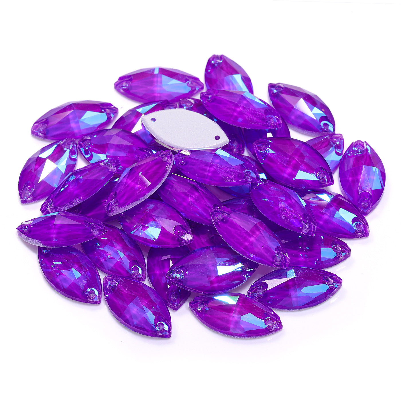 Electric Neon Violet Navette Shape High Quality Glass Sew-on Rhinestones Secondary image