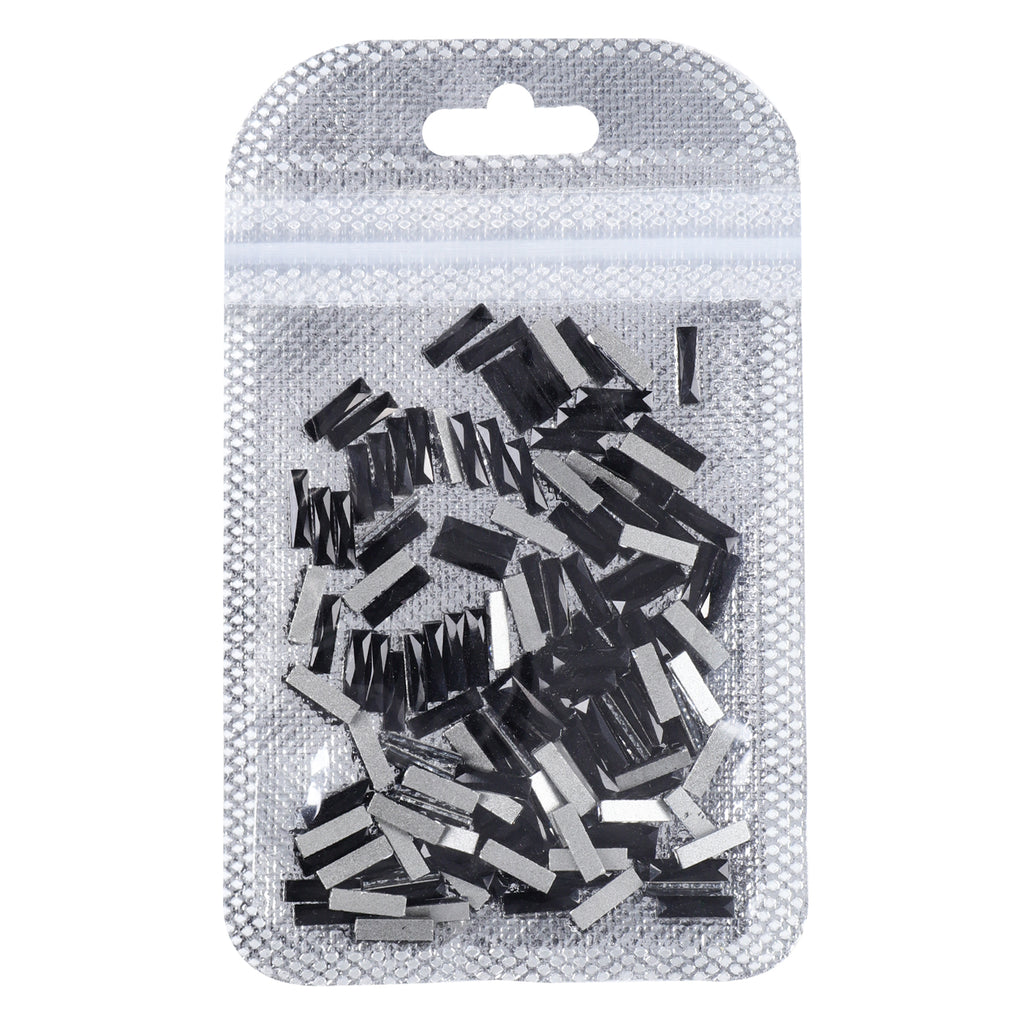 Rectangle Shape Black Flat Back Fancy Rhinestones