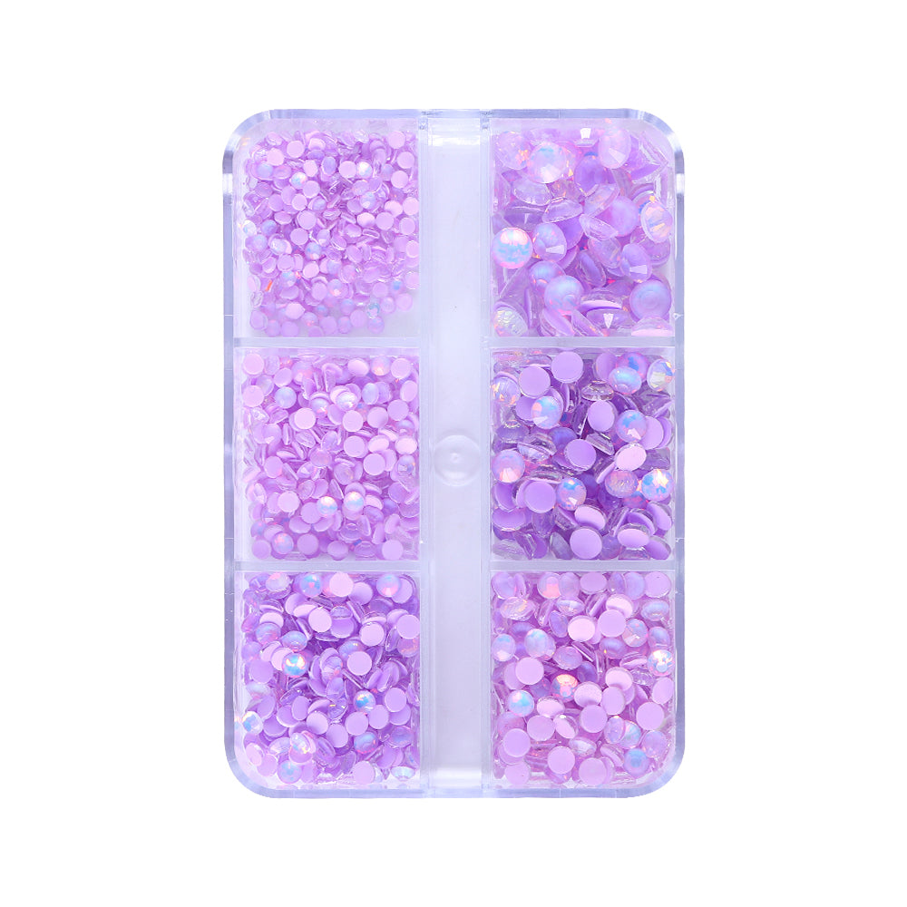 Mixed Sizes 6 Grid Box Mocha Opal Lt Purple Glass FlatBack Rhinestones For Nail Art WholesaleRhinestone Main image