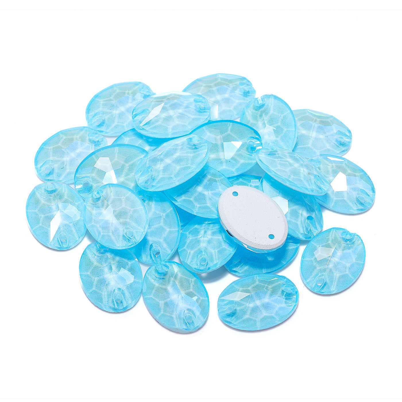 Electric Neon Aquamarine Oval Shape High Quality Glass Sew-on Rhinestones Secondary image