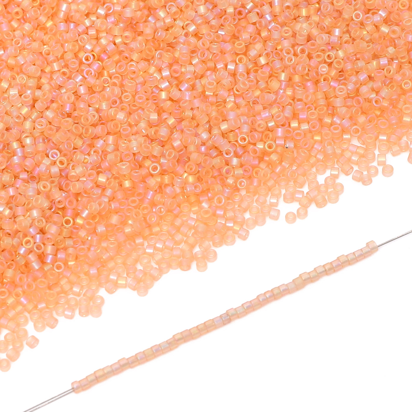 Transparent Rainbow Apricot Color Hight Quality Glass Cylinder Seed Beads 1.6 MM Size BS1027