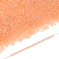 Transparent Rainbow Apricot Color Hight Quality Glass Cylinder Seed Beads 1.6 MM Size BS1027