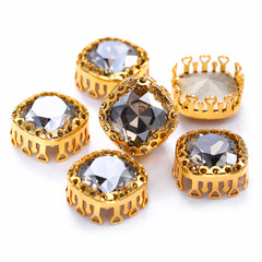 Forma quadrada de almofada de cetim de alta qualidade Glass Sew-On Nest Hollow Garra Rhinestones