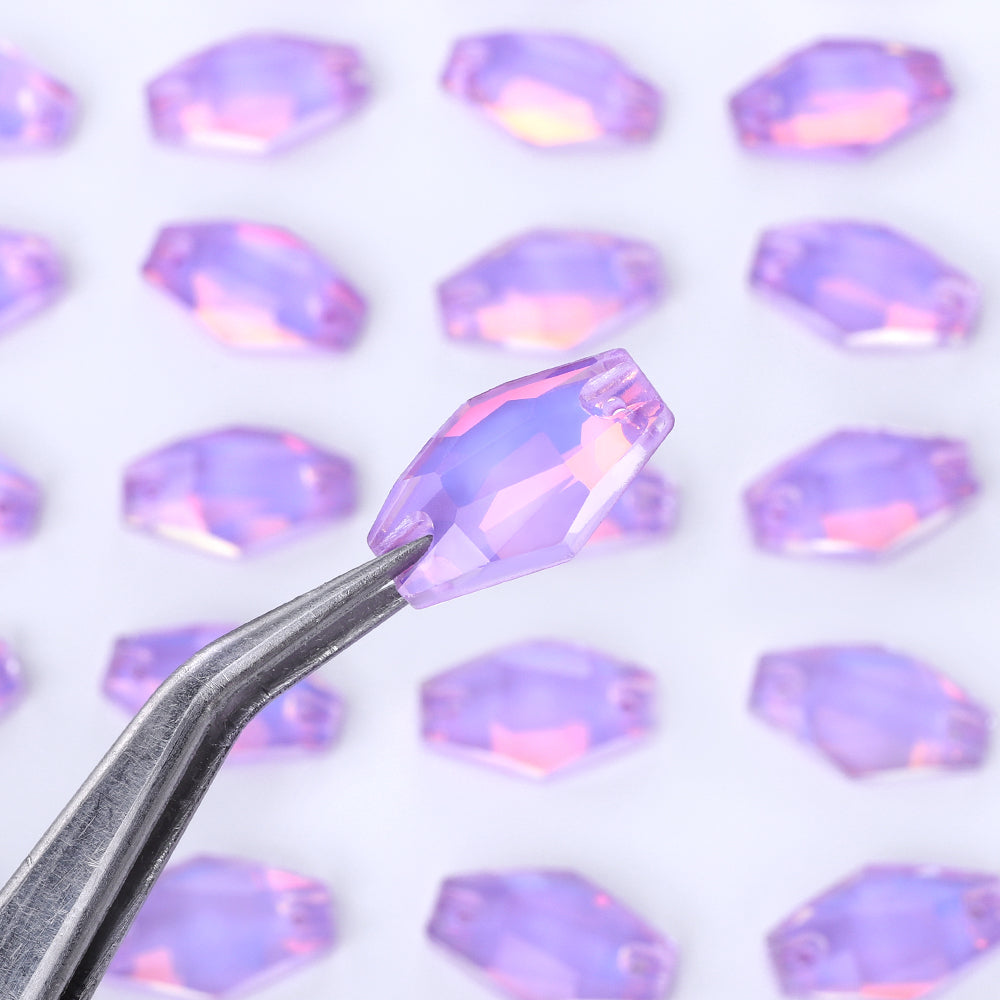 Lavender AM Hexagon Shape High Quality Glass Sew-on Rhinestones WholesaleRhinestone