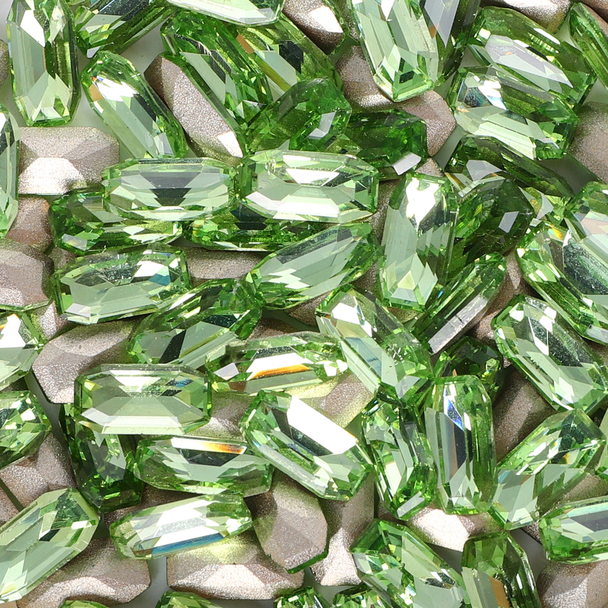 Light Apple Green Elongated Imperial Shape Glass Pointed Back Fancy Rhinestones WholesaleRhinestone