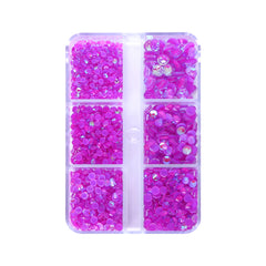 Mixed Sizes 6 Grid Box Mocha Shimmer Dk Purple Glass FlatBack Rhinestones For Nail Art