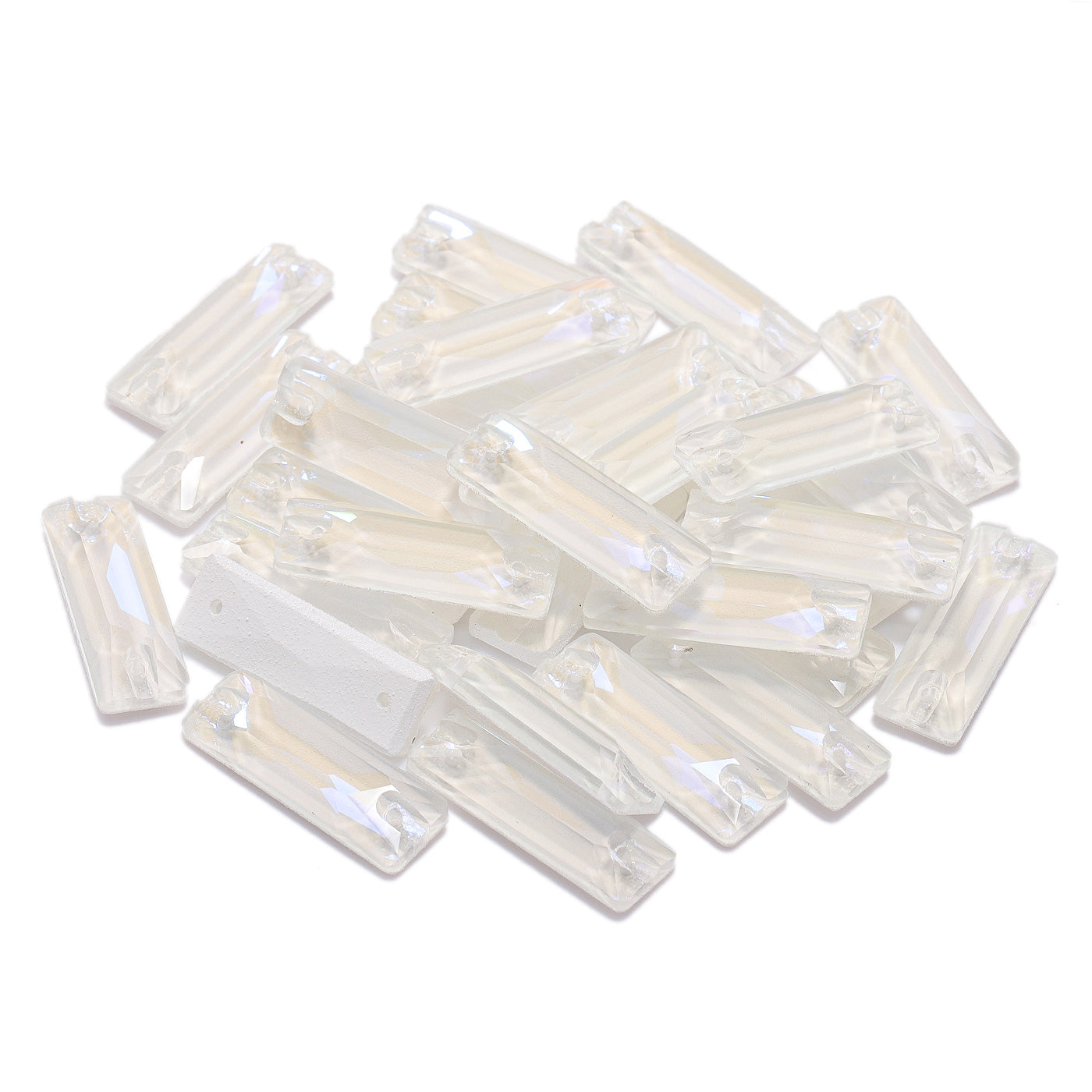 Electric Neon White Cosmic Baguette Shape High Quality Glass Sew-on Rhinestones Secondary image