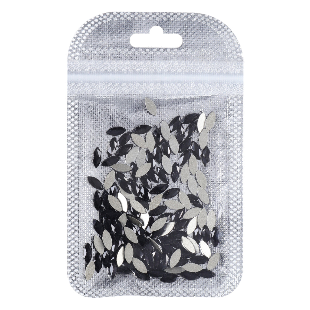 Navette Shape Black Flat Back Fancy Rhinestones