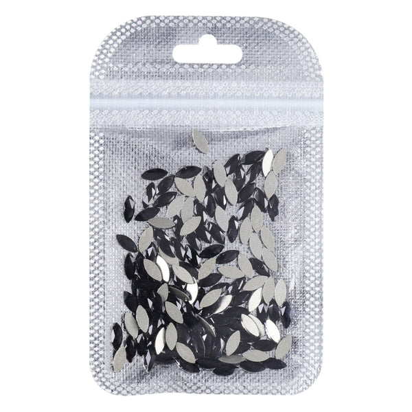 Navette Shape Black Flat Back Fancy Rhinestones