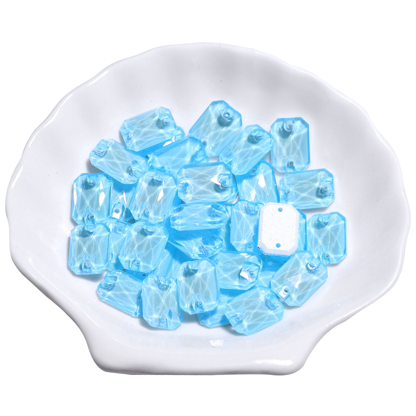 Electric Neon Aquamarine Octagon Shape High Quality Glass Sew-on Rhinestones