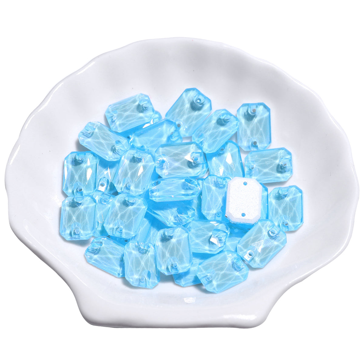 Electric Neon Aquamarine Octagon Shape High Quality Glass Sew-on Rhinestones WholesaleRhinestone
