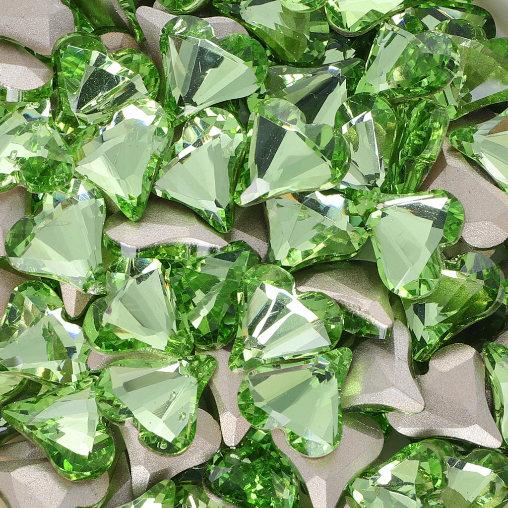 Sweet Heart Shape Apple Green Glass Pointed Back Fancy Rhinestones WholesaleRhinestone