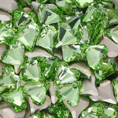 Sweet Heart Shape Apple Green Glass Pointed Back Fancy Rhinestones