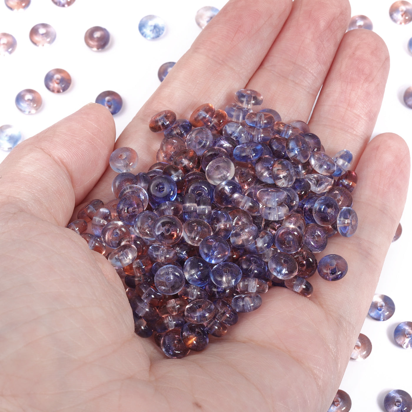 TMTG013 Transparent Candy Series Lucky Buckle Shape Glass Seed Beads Secondary image