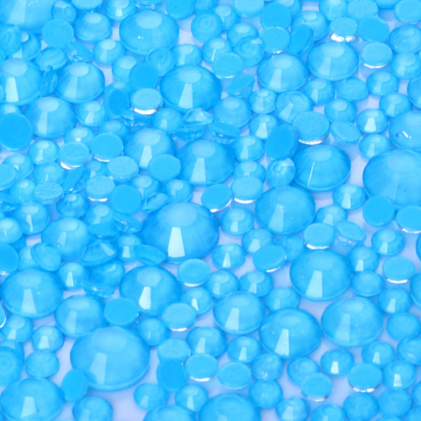 Mixed Sizes Mocha Neon Aquamarine Glass Flat Back Rhinestones For Nail Art WholesaleRhinestone