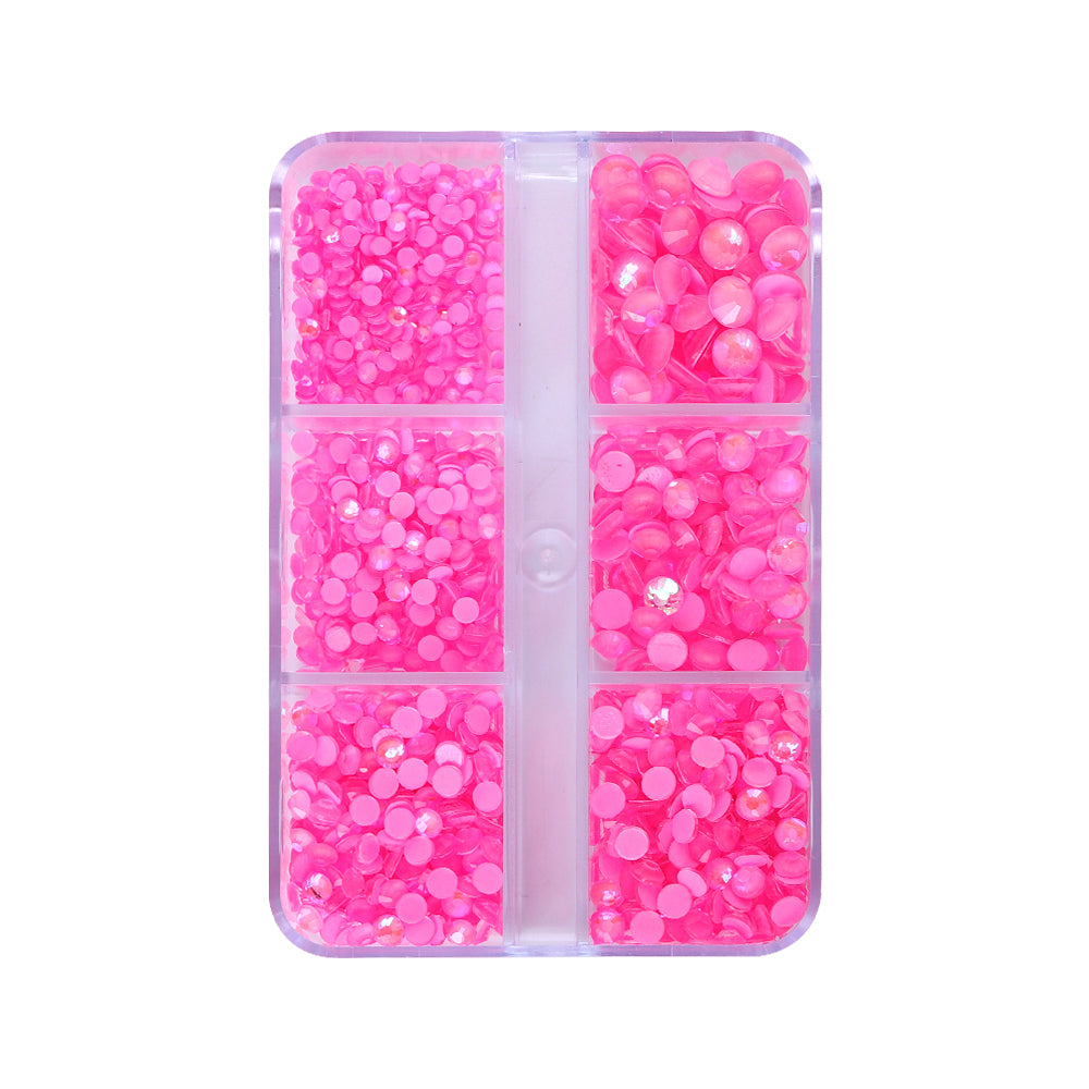 Mixed Sizes 6 Grid Box Mocha SS Pink Glass FlatBack Rhinestones For Nail Art WholesaleRhinestone Main image