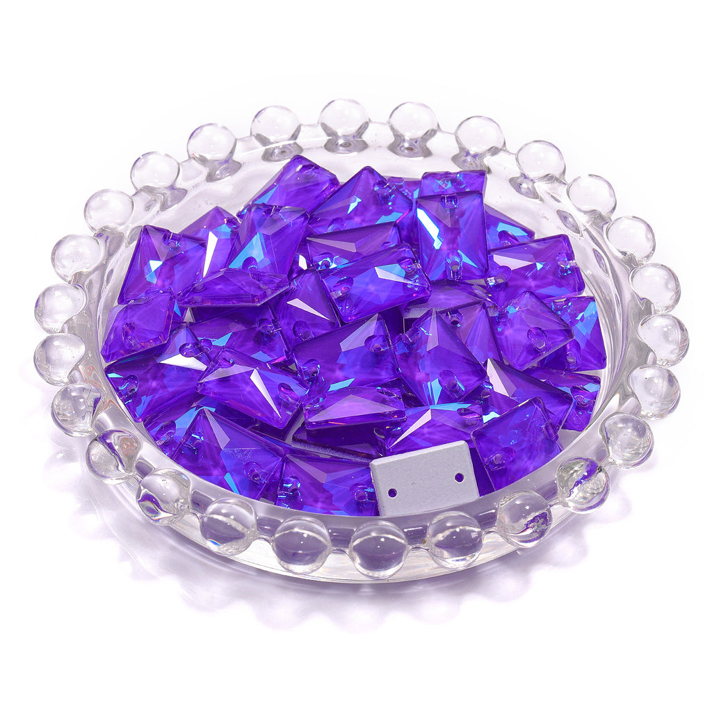 Electric Neon Violet Rectangle Shape High Quality Glass Sew-on Rhinestones WholesaleRhinestone