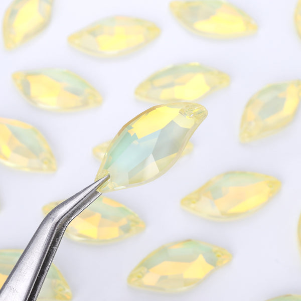 Jonquil AM Diamond Leaf Shape High Quality Glass Sew-on Rhinestones WholesaleRhinestone