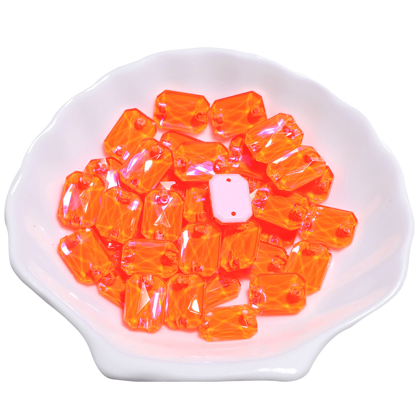 Electric Neon Orange Yellow Octagon Shape High Quality Glass Sew-on Rhinestones