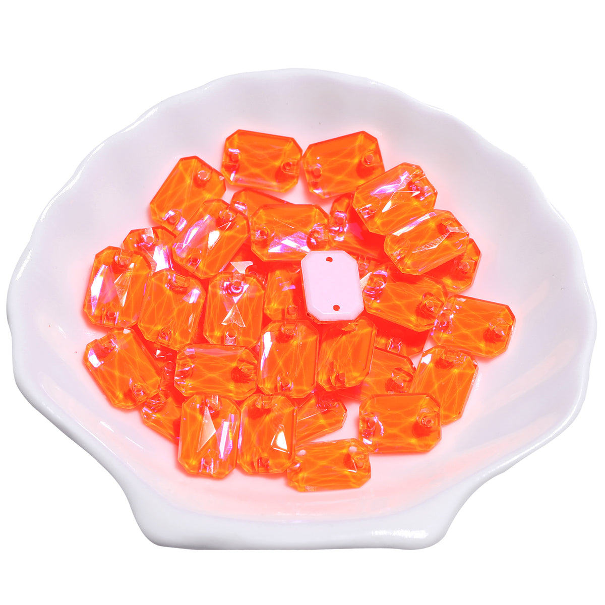 Electric Neon Orange Yellow Octagon Shape High Quality Glass Sew-on Rhinestones WholesaleRhinestone