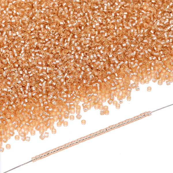 Transparent Silver-lined Peach Color Hight Quality Glass Cylinder Seed Beads 1.6 MM Size GY2007 WholesaleRhinestone