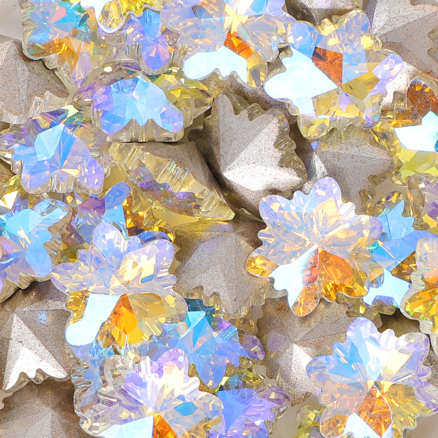 Paradise Shine Snowflake Shape Glass Pointed Back Fancy Rhinestones