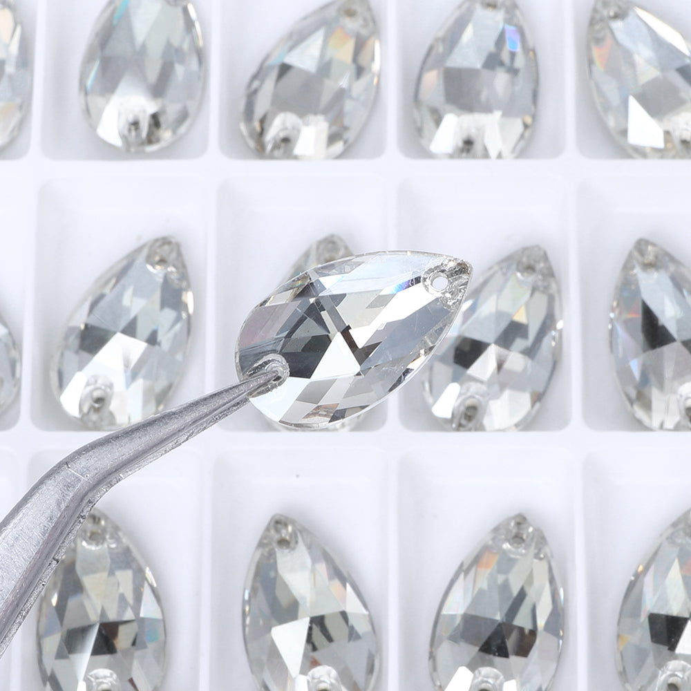Silver Shade Drop Shape High Quality Glass Sew-on Rhinestones WholesaleRhinestone